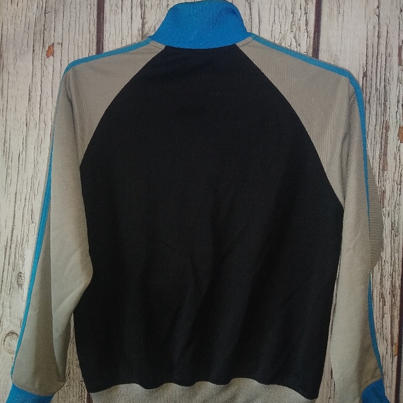 Fred Perry Full Zip Track Jacket Black & Gray Men's Small Mock Neck Blue Stripes - Picture 6 of 7